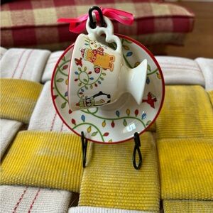 Holiday Tea Cup with Saucer and Stand